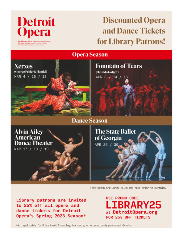 Detroit opera flyer for 25% discount tickets