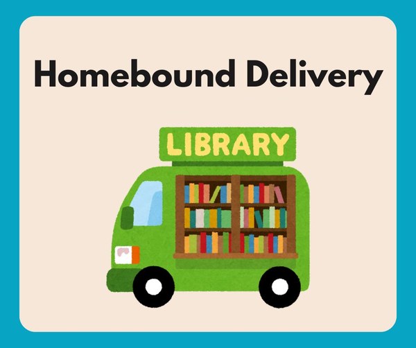 Homebound Delivery Logo with illustrated bookmobile
